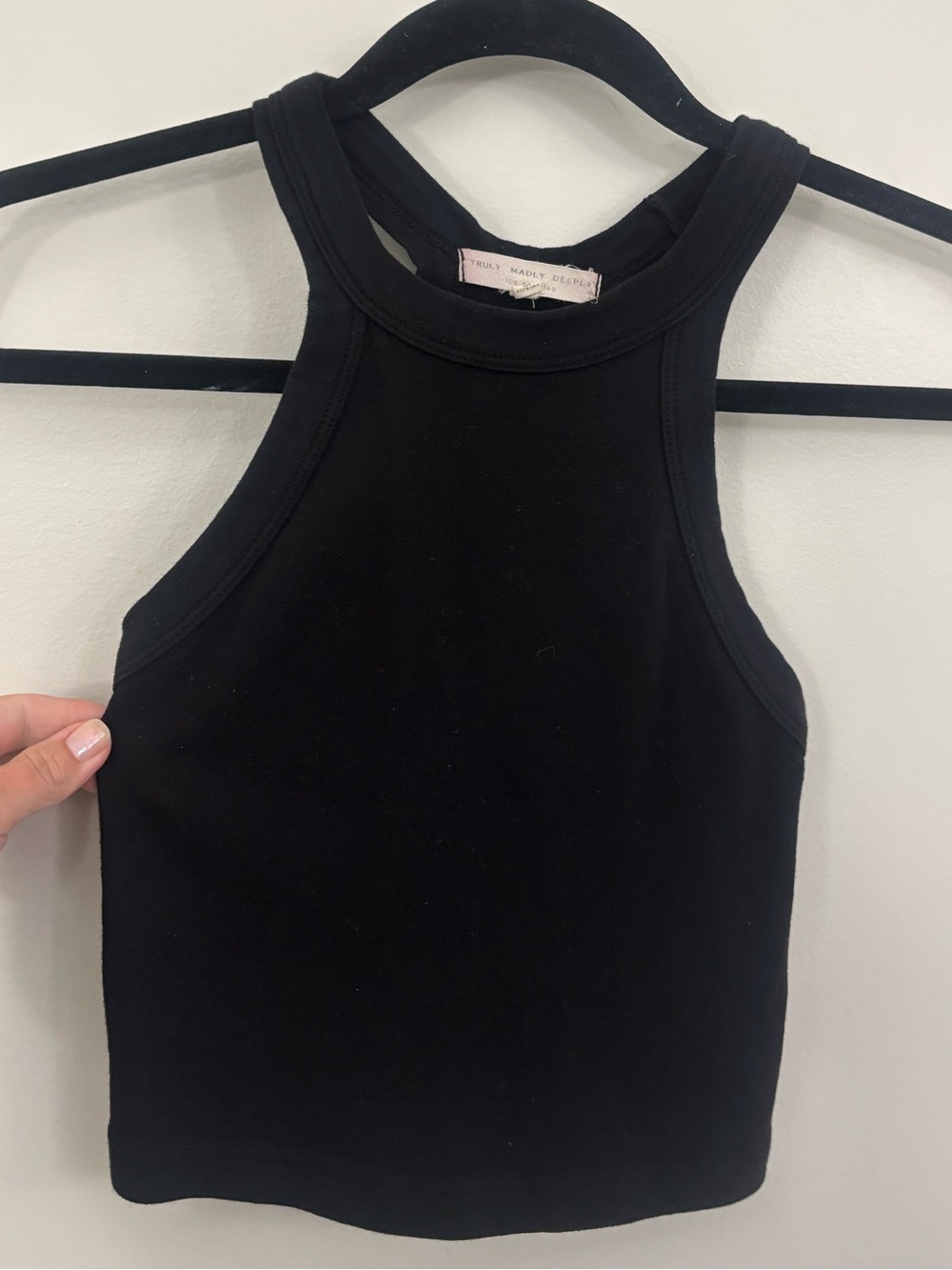 Truly Madly Deeply Black Ribbed Racerback Tank